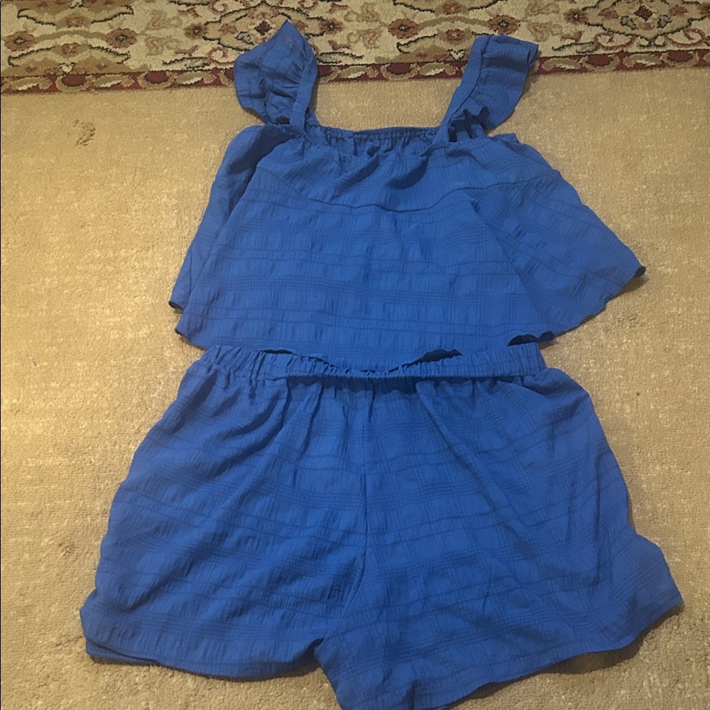 SHEIN Vibrant Blue Ruffle short set